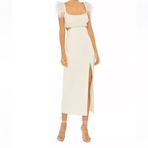 NWT Likely Taliah Midi Gown With Feather and Pearl Detail